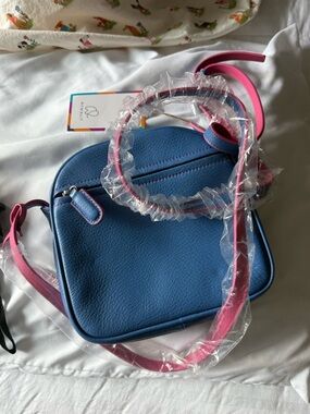MyWalit Blue and Pink Leather Crossbody Shoulder Bag